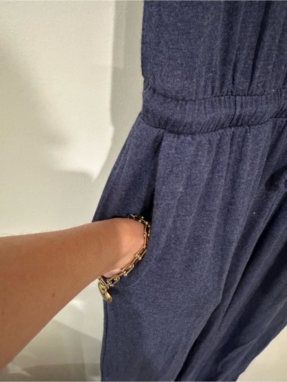 Athleta Navy Blue Wide Leg Jumpsuit Size 2 Modal Blend Sleeveless Lounge Travel - Picture 5 of 10